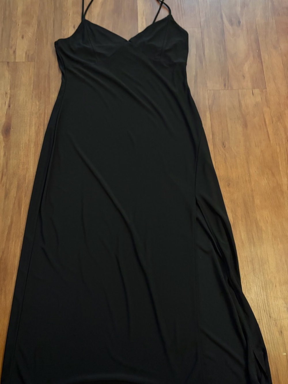 Timing Black Spaghetti-Strap Maxi Slip Dress